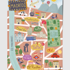 MADRID MAP POSTCARD